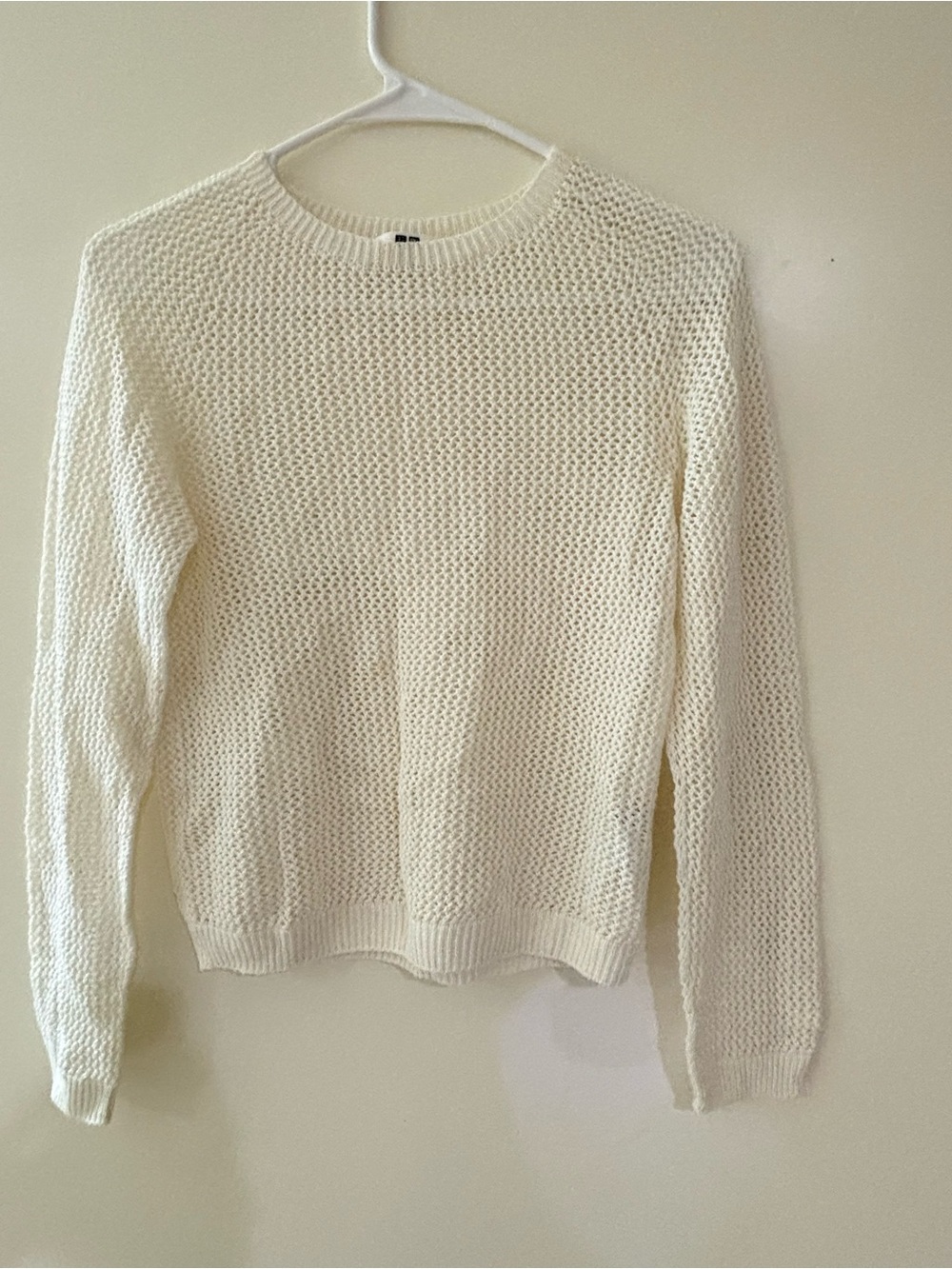 Uniqlo Cream Crewneck Open-Knit Sweater
